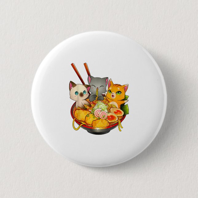 Ramen Cat Kawaii Neko Anime Otaku Cats Japanese 6 Cm Round Badge (Front)