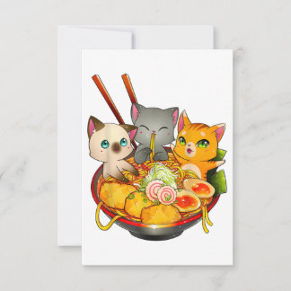 Ramen Cat Kawaii Neko Anime Otaku Cats Japanese RSVP Card