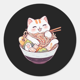 Ramen Cat Kawaii Neko Cute Anime Shirt For Men Wom Classic Round Sticker