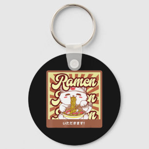 Ramen Cat Neko Anime Kawaii Japanese Cat Lover Tee Key Ring