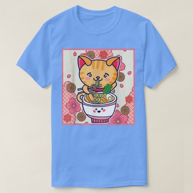 Ramen Cat Neko Japanese Kawaii Anime Cat Ramen Noo T-Shirt (Design Front)