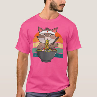 Ramen Cat Neko Noodle Anime Kawaii Japanese Funny  T-Shirt