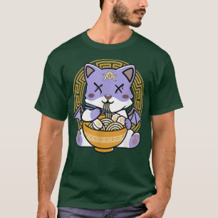 Ramen Cat Pastel Goth Kawaii Neko Halloween  T-Shirt