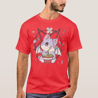 Ramen Cat Pastel Goth Ramen Noodles Occult Pentagr T-Shirt