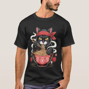 Ramen Cat Samurai Noodle T-Shirt