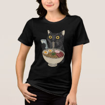 Ramen Cat Shirt, Cute Black Cat Noodles Tee