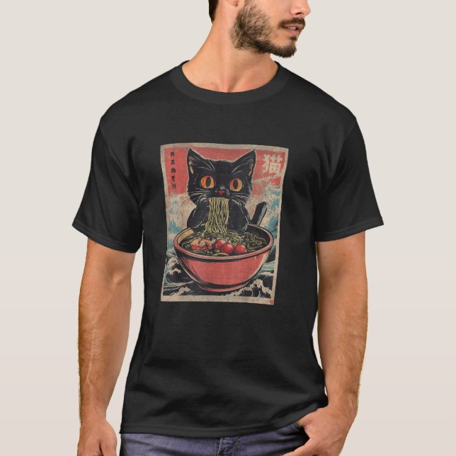 Ramen Cat: The Great Noodle Wave T-Shirt (Front)