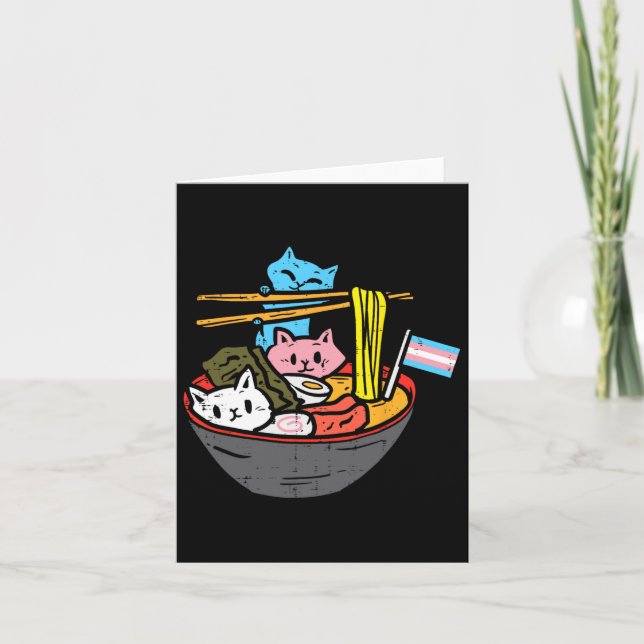 Ramen Cat Transgender Lgbt Trans Pride Janpanese N Card (Front)