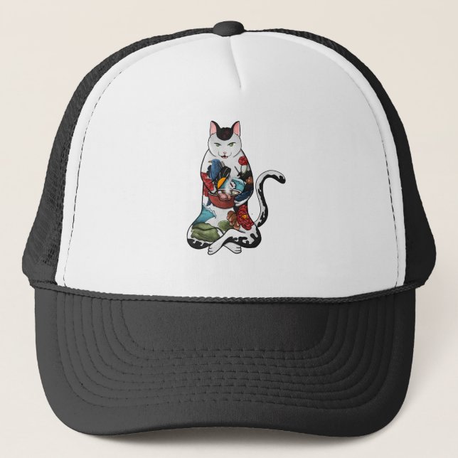 ramen cat trucker hat (Front)