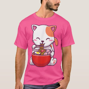Ramen Cat Tshirt Kawaii Anime Tee Japanese Noodle