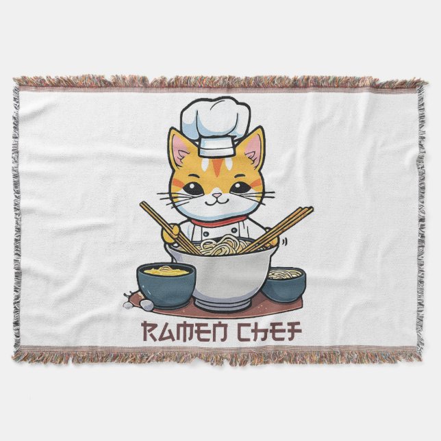 Ramen Chef Throw Blanket (Front)