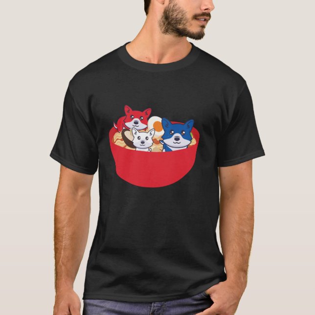 Ramen corgies 4th of July USA America Patriotic T-Shirt (Front)