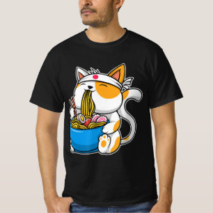Ramen Cute Cat Kawaii Anime Japanese Food Neko Cat T-Shirt