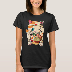 Ramen Eating Cat Baka Japanese T-Shirt