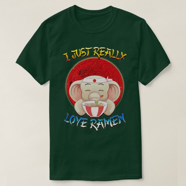 Ramen Elephant Kawaii Anime Gifts Love Ramen Japan T-Shirt (Design Front)