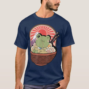 Ramen Frog Bowl Japanese Noodles Cute Frog Eating  T-Shirt
