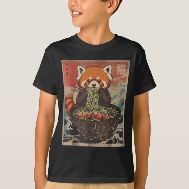 Ramen Japanese Graphic Tees Red Panda Anime Shirts (Front)