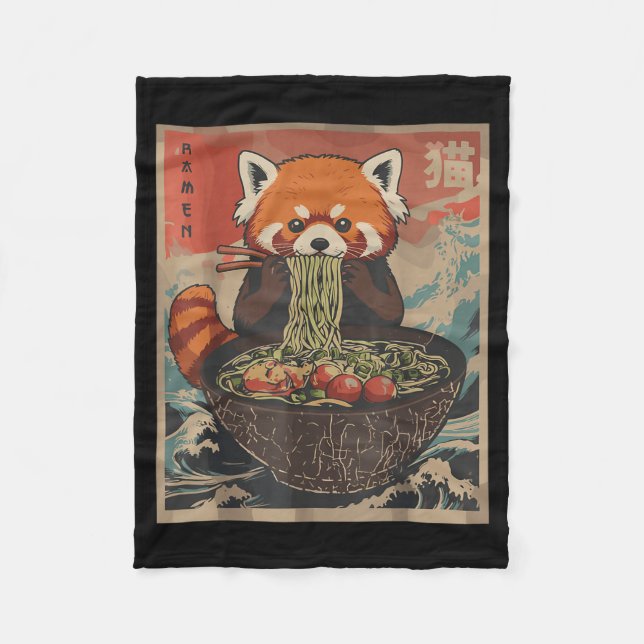 Ramen Japanese Graphic Tees Red Panda Anime Shirts Fleece Blanket (Front)