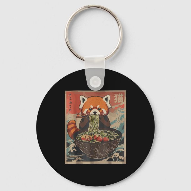 Ramen Japanese Graphic Tees Red Panda Anime Shirts Key Ring (Front)