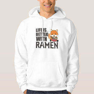 Ramen Japanese Noodle Cute Fox Eats Ramen Hoodie
