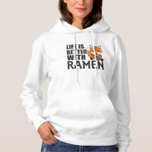 Ramen Japanese Noodle Cute Fox Eats Ramen Hoodie