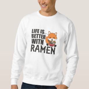 Ramen Japanese Noodle Cute Fox Eats Ramen Sweatshirt