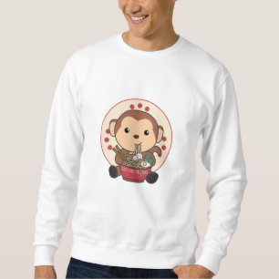 Ramen Japanese Noodles Sweet Monkey Eats Ramen Sweatshirt