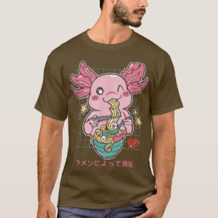 Ramen Kawaii Axolotl Eating Ramen Noodles Anime  T-Shirt