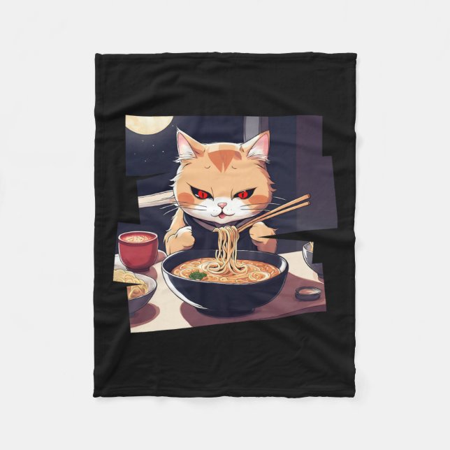 Ramen Kawaii Cat Anime 1  Fleece Blanket (Front)