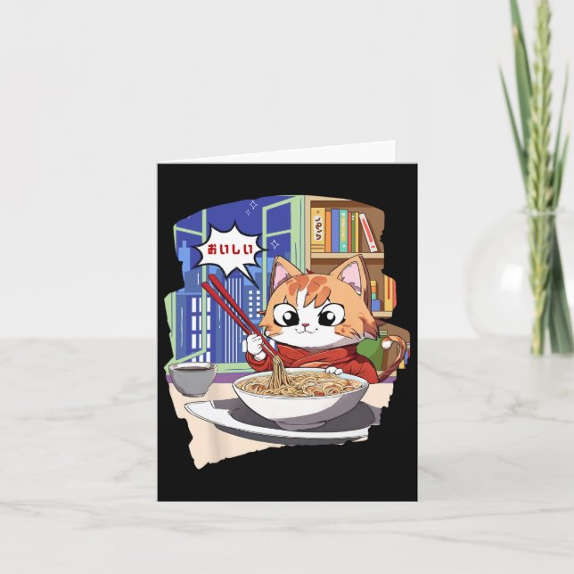 Ramen Kawaii Cat Anime  Card (Front)