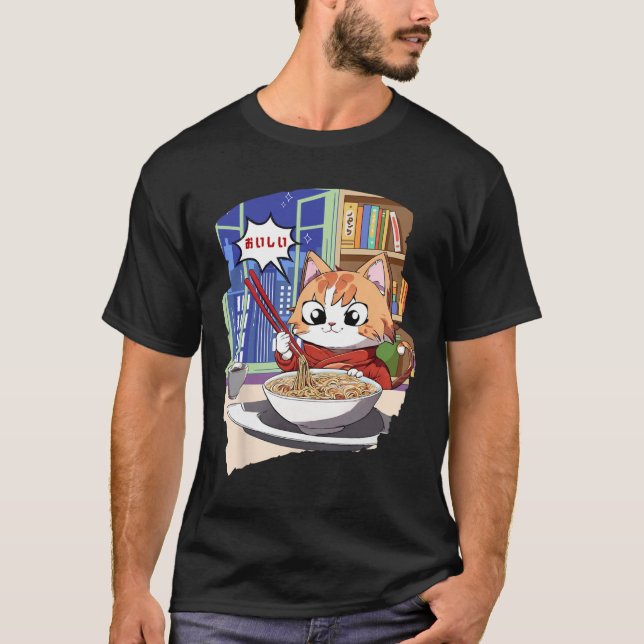 Ramen Kawaii Cat Anime  T-Shirt (Front)