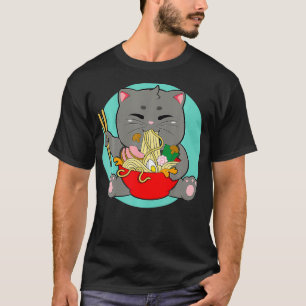 Ramen Life Cute Cat Eating Ramen T-Shirt