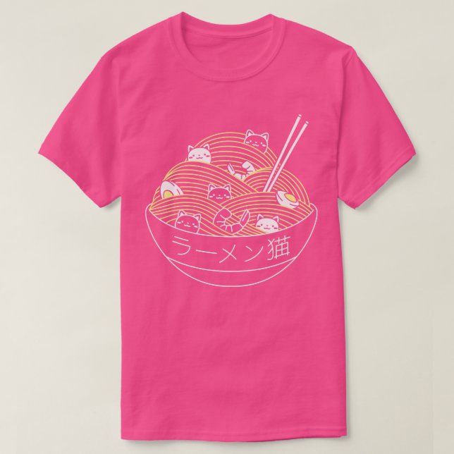 Ramen Lines Minimalist Cat by Tobe Fonseca T-Shirt (Design Front)