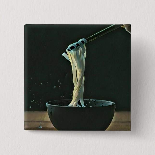 Ramen lover artwork 15 cm square badge (Front)