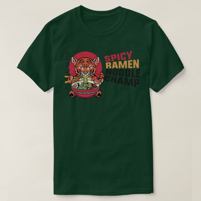 Ramen Noodle Bowl Love Japanese Kawaii Tiger Spicy T-Shirt (Design Front)