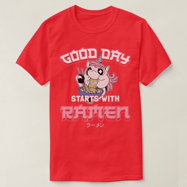 Ramen Noodle Bowl Love Japanese Kawaii Unicorn Goo T-Shirt (Design Front)