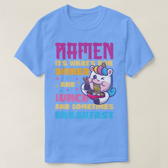 Ramen Noodle Bowl Love Japanese Kawaii Unicorn Ram T-Shirt (Design Front)