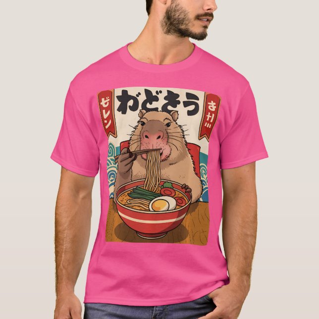 Ramen Noodle Capybara Kawaii Anime Ramen Capybara  T-Shirt (Front)