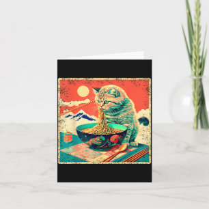 Ramen Noodle Cats Outfit Japanese Scripture Design Card