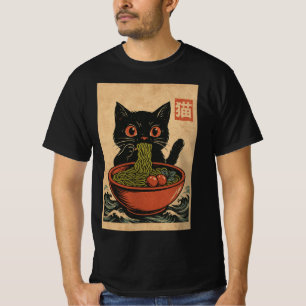 Ramen Noodle Eating: Cat Mens T-Shirt