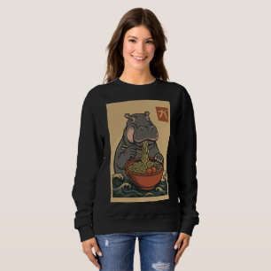 Ramen Noodle Eating: Hippo Women's sweatshirt