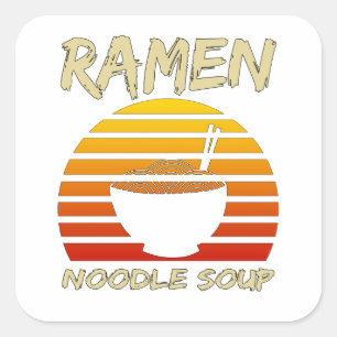 Ramen Noodle Soup Kawaii Japanese Noodles Vintage Square Sticker