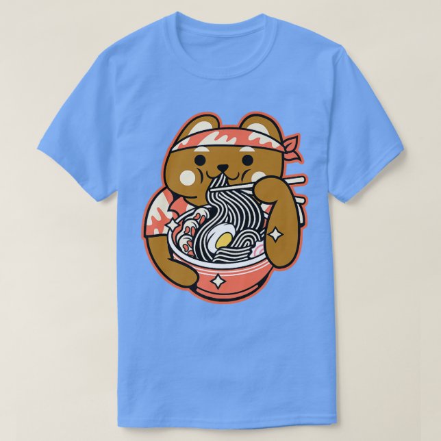 Ramen Noodles Anime Kawaii cute bear japanese Prem T-Shirt (Design Front)