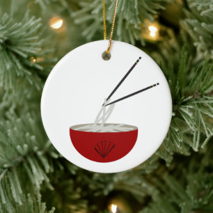 Ramen Noodles Asian Bowl Party Ceramic Tree Decoration
