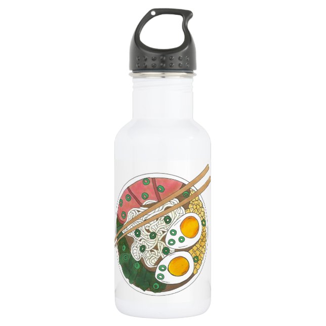 Ramen Noodles Bowl Japanese Food Restaurant Foodie 532 Ml Water Bottle (Front)