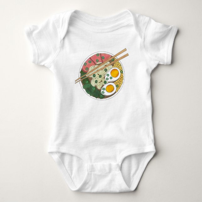 Ramen Noodles Bowl Japanese Food Restaurant Foodie Baby Bodysuit (Front)