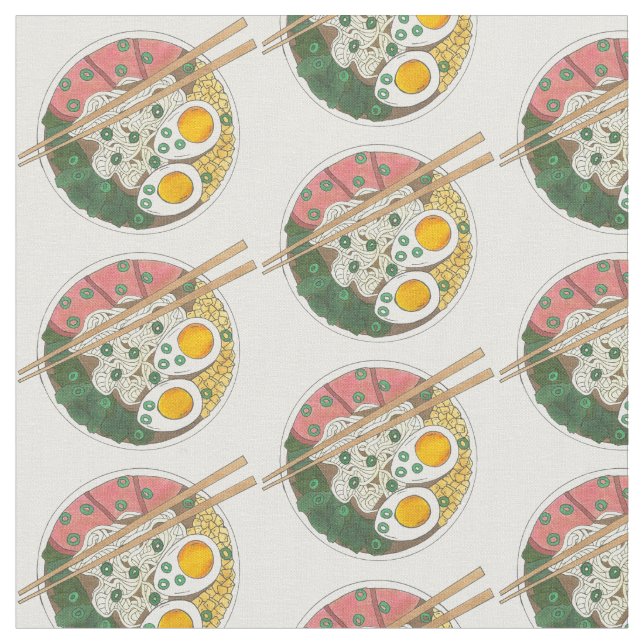 Ramen Noodles Bowl Japanese Food Restaurant Foodie Fabric (Close Up)