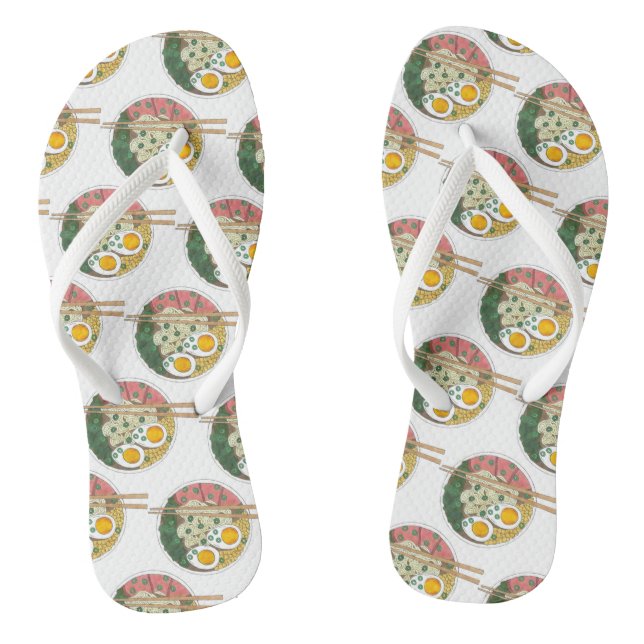 Ramen Noodles Bowl Japanese Food Restaurant Foodie Jandals (Footbed)