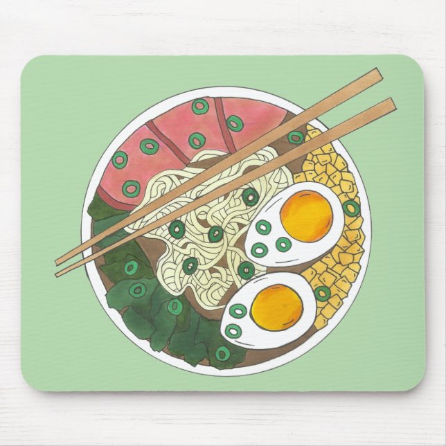 Ramen Noodles Bowl Japanese Food Restaurant Foodie Mouse Pad (Front)