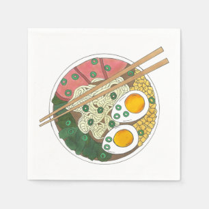 Ramen Noodles Bowl Japanese Food Restaurant Foodie Napkin
